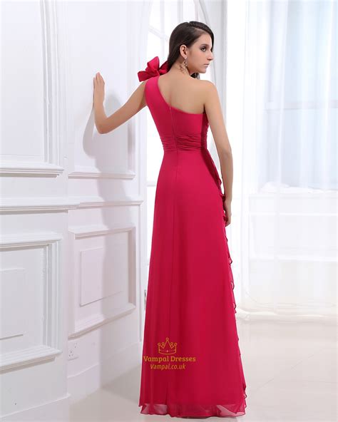 Hot Pink One Shoulder Prom Dress Dark Fuschia Prom