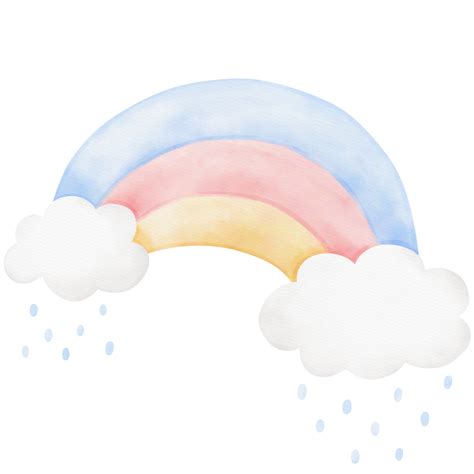 Rainbow Clouds Watercolor Illustration 19817850 Png