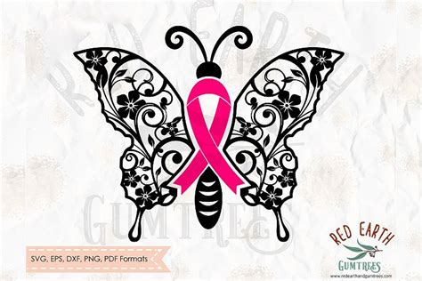 Butterfly Cancer ribbon in SVG, DXF, PNG, EPS, PDF format (131853