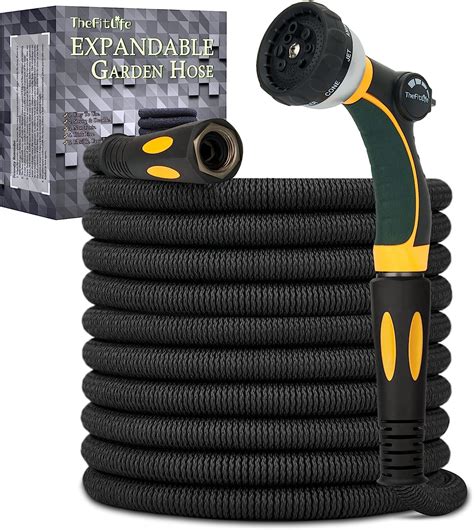 Thefitlife Flexible Expandable Garden Hose 50ft Kink Free Xhose With 8 Function Spray Nozzle