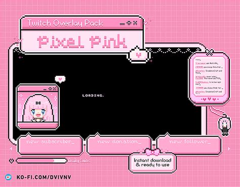 Twitch Overlay Pack Pixel Pink Special Price Dvivnvs Ko Fi Shop