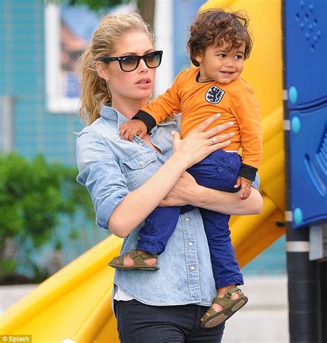 Doutzen Kroes Young Son Sports Dutch Football Shirt On The Day That