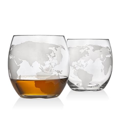 godinger whiskey decanter globe set with 4 etched globe whisky glasses for liquor scotch