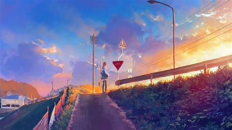 Anime Sunset By Wayne Chan Пейзажи Летний пейзаж Закаты