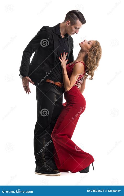 Young Elegant Couple Dancing Isolated On White Stock Image Image Of Ballroom Attractive
