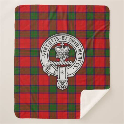 Clan Donnachaidh Robertson Crest And Tartan Sherpa Blanket Uk