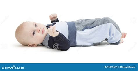 Smiling Toddler Laying On His Back Stock Image Image Of Young Back