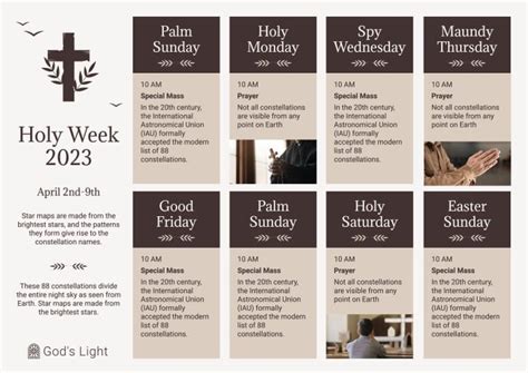 Edit This Aesthetic God S Light Holy Week Schedule Layout Online For Free