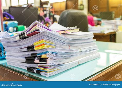 Pile Of Documents On Desk Stock Image Image Of Data 73684237