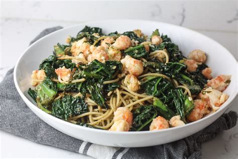 Garlic Herb Butter Langostino Pasta With Kale And Pesto Mince