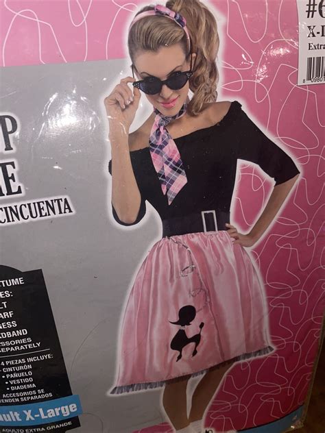 Sock Hop Sweetie 50s Poodle Skirt Costume Fancy Dress Up Halloween Adult Sz Xl Ebay