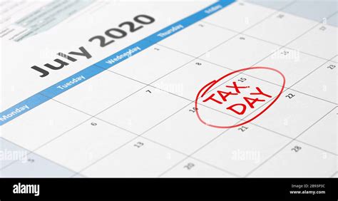 Tax Day Filing Deadline Pushed Back To July 15 Marked On 2020 Calendar