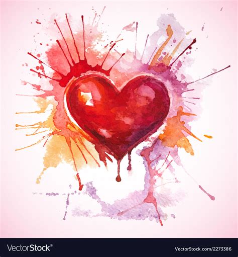 Hand Drawn Painted Red Watercolor Heart Royalty Free Vector