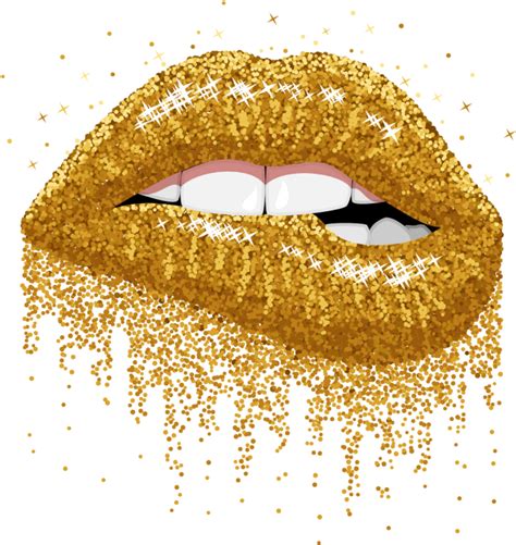 Gold Sticker Sparkling Lips Clip Art Free Transparent Png Download