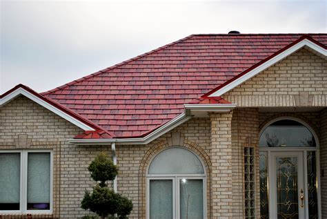 Up Close Shot Of Our Classic Red Metal Slate Enhanced Roofing In Essex