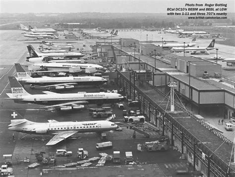 Lineup Of Aircraft At Gatwick Airport 1970s London Airports Gatwick