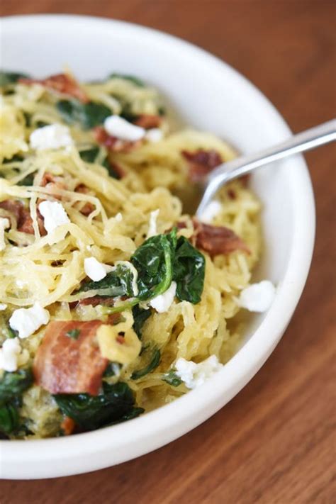 Spaghetti Squash With Bacon Spinach And Goat Cheese Recipe
