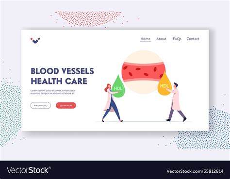Blood Vessel Health Care Landing Page Template Vector Image