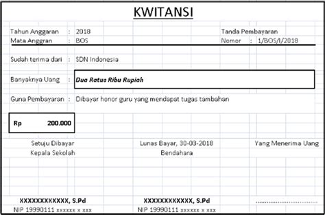 Contoh Kwitansi Pembayaran Doc Dan Excel Lengkap Ginee