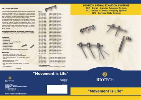 Spinalfixationsystems Biotech Medical Pdf Catalogs Technical