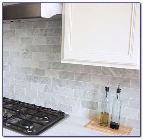 Carrara Marble Subway Tile Kitchen Backsplash Kitchen Tiles