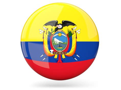 Glossy Round Icon Illustration Of Flag Of Ecuador