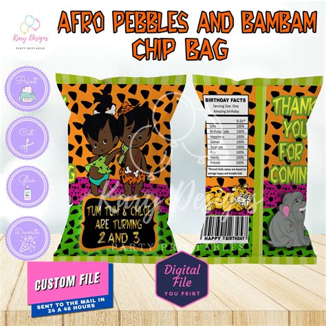 Afro American Pebbles And Bam Bam Chip Bag Kary Designs