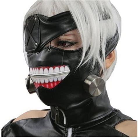 Tokyo Ghoul Kaneki Ken Anime Cuir Halloween Cosplay Mask Noir Réglable