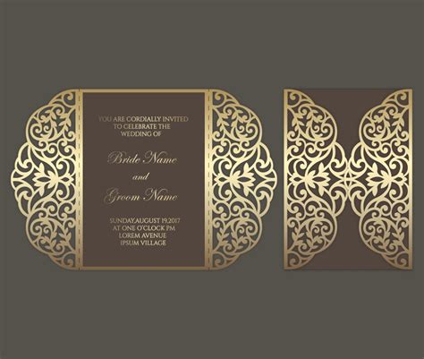 Paper Silhouette Cameo 5x7 Gate Fold Wedding Invitation Laser Cut Card