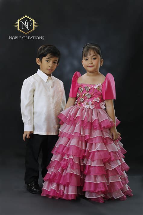 Filipiniana Cute Little Kids In Barong And Mestiza Gown Modern