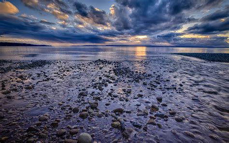 Ocean Rocks Stones Clouds Landscape Sky Beaches Reflection