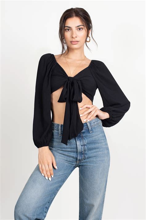 Tobi Crop Tops Womens Move On Taupe Multi Tie Front Crop Top Black ⋆ Theipodteacher