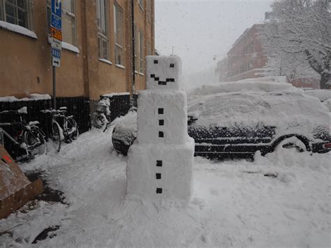We Built A Real Sized Snow Golem Next To Our Office Via Rminecraft