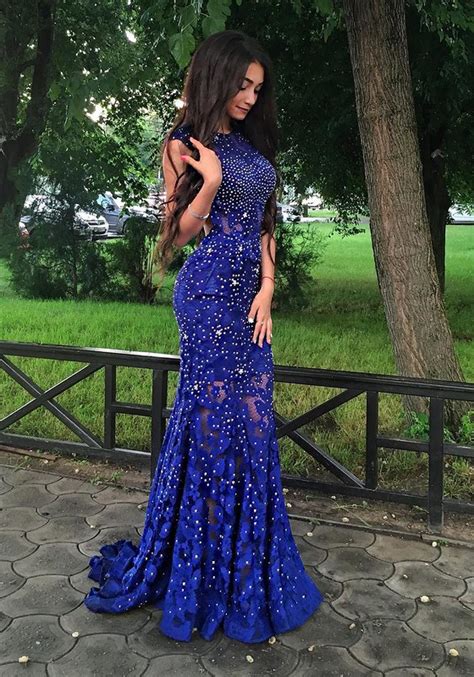 Znk01 top fashion aramic heavy beaded see through party gowns floor length long sleeve royal blue evening dresses from dubai brand name asa style number znk01 fabric. High Fashion Mermaid Blue Lace Long Prom/Evening Dress on ...