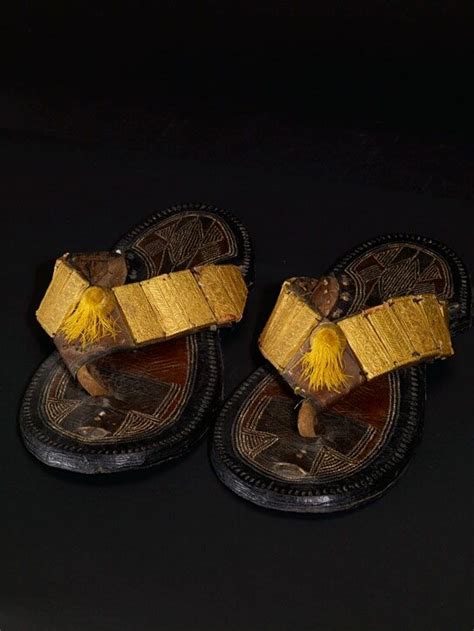 Akan Leather Sandals With Gold Ornaments Origin Ghana Circa 19 Th