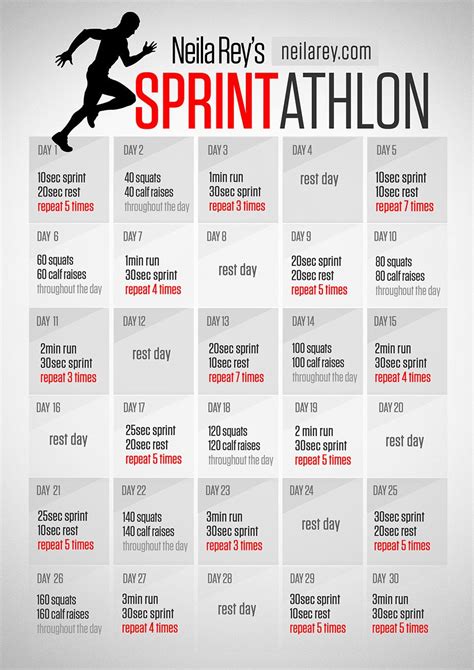 30 Day Sprintathlon Running Programw Sprint Workout Track Workout