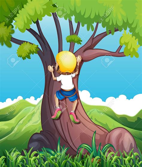 Girl Climbing A Tree Clipart