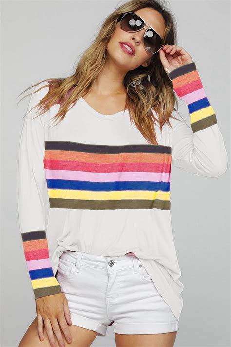 Rainbow Retro Striped Top Melissa Jean Boutique Mardi Gras Outfits Long Sleeve Knit Tops
