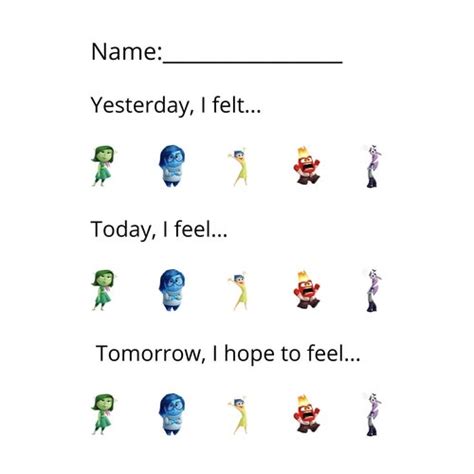 Inside Out Character Emotion Printable Etsy