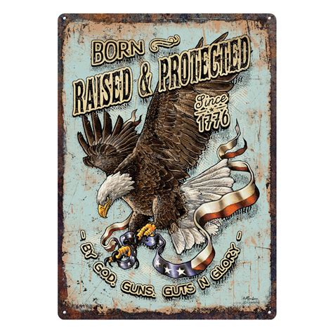 metal tin signs funny vintage personalized 12 inch x 17 inch born raised and protect