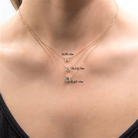14k Gold Diamond Necklace Attached Diamond On Chain Diamond Solitaire