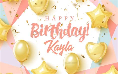 Скачать обои Happy Birthday Kayla 4k Birthday Background With Gold
