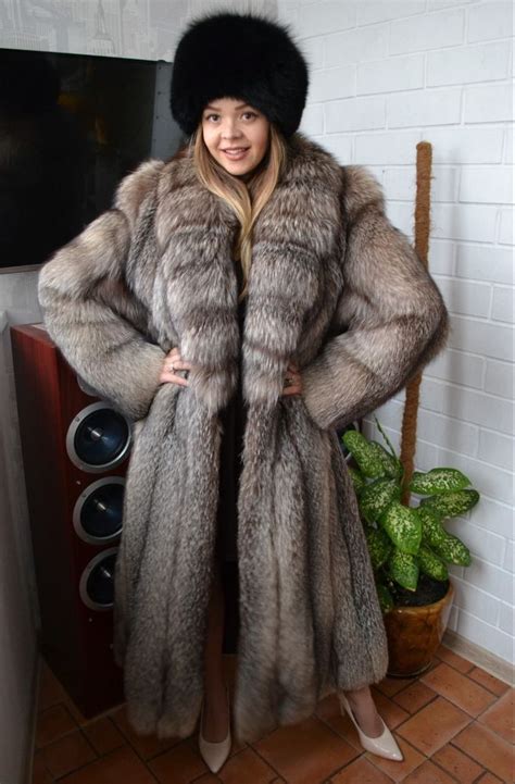 King Queen 100 Real Silver Fox Crystal Fur Coat Carefully Look