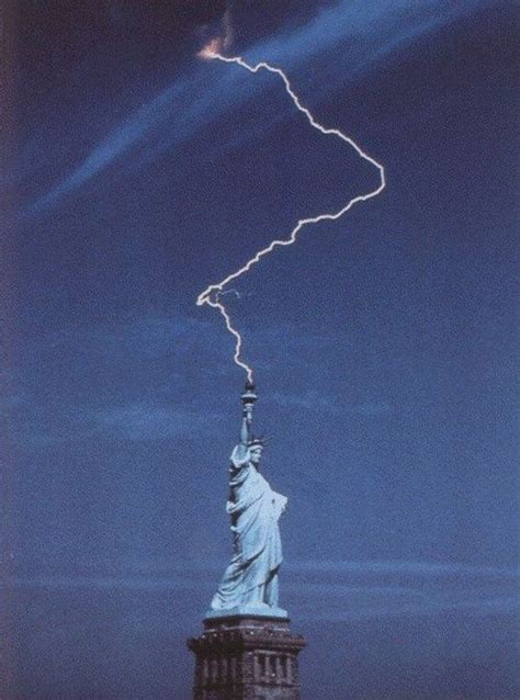 Fantastic Shot Of Lightning Striking The Statue Of Liberty In New York