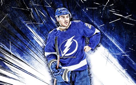 Download Wallpapers 4k Brayden Point Grunge Art Tampa Bay Lightning