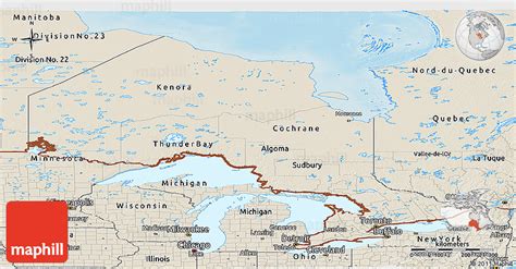 Shaded Relief Panoramic Map Of Ontario