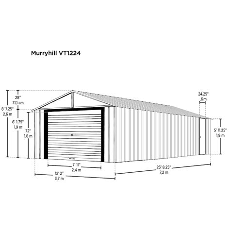 Arrow 12 Ft X 24 Ft Murryhill Vinyl Coated Steel Storage Shed At
