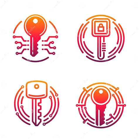Cybersecurity Icons With Isolated Locks And Keys Stock Vector