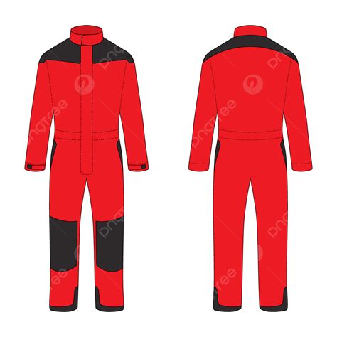 Black Red Workwear Mockup Front And Back View Vector Work Wear