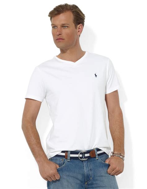 Lyst Polo Ralph Lauren Short Sleeved V Neck T Shirt In Gray For Men